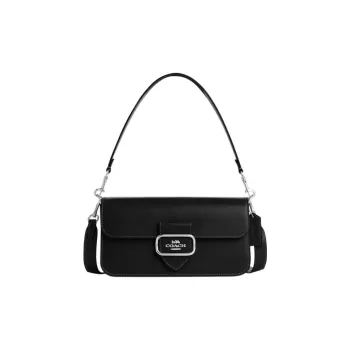 COACH Morgan Leather Baguette Bag, Handbag, Shoulder Bag, Crossbody Bag Trumpets Women's Black