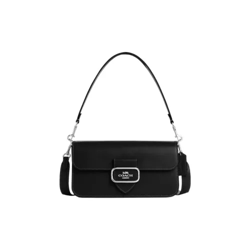 COACH Morgan Leather Baguette Bag, Handbag, Shoulder Bag, Crossbody Bag Trumpets Women's Black