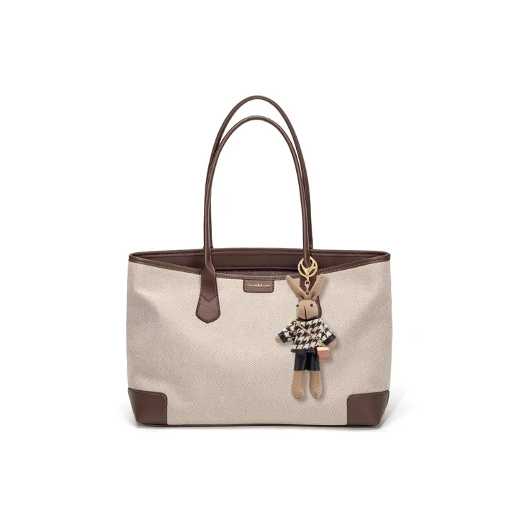 CinvaiKrose Shoulder Bags Beige, White, Brown Shopping Bag Included-1