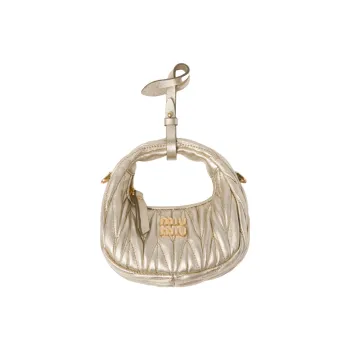 MIU MIU Wander Series Soft Sheep Leather Hobo Bag Shoulder Bag Crossbody Bag Extra Mini Women's Yellow Iron Ore