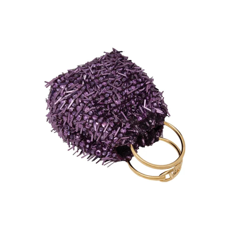 Valentino Embroidery Bucket Bags Handbags Small Size Women's Amethyst-4