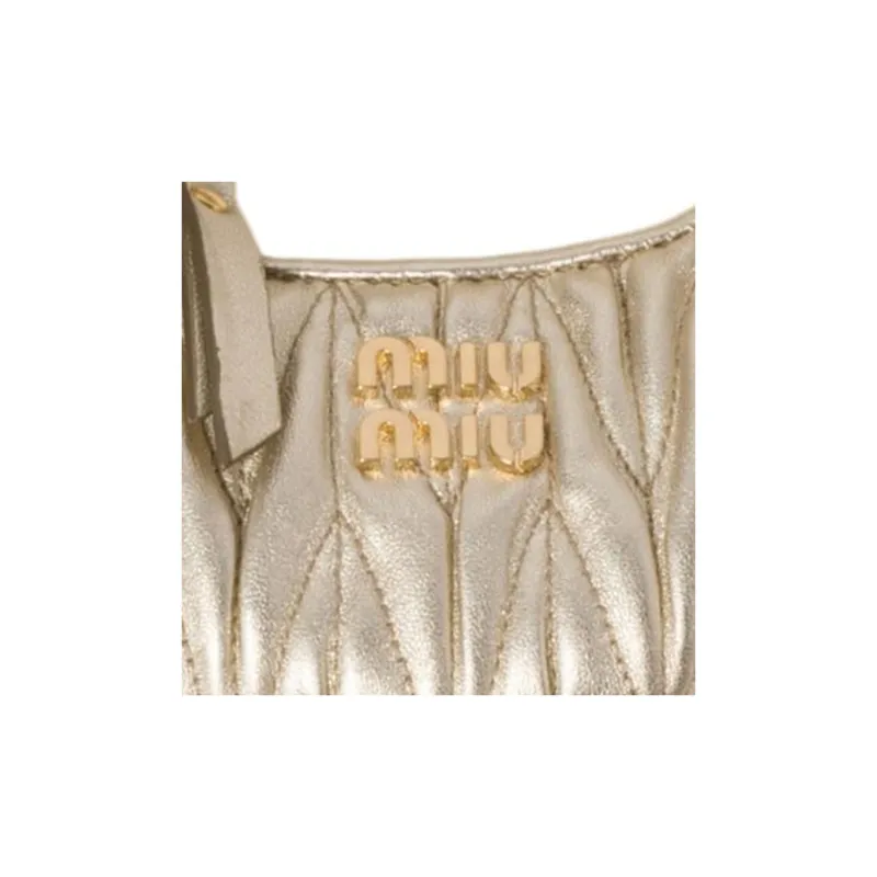 MIU MIU Wander Series Soft Sheep Leather Hobo Bag Shoulder Bag Crossbody Bag Extra Mini Women's Yellow Iron Ore-4