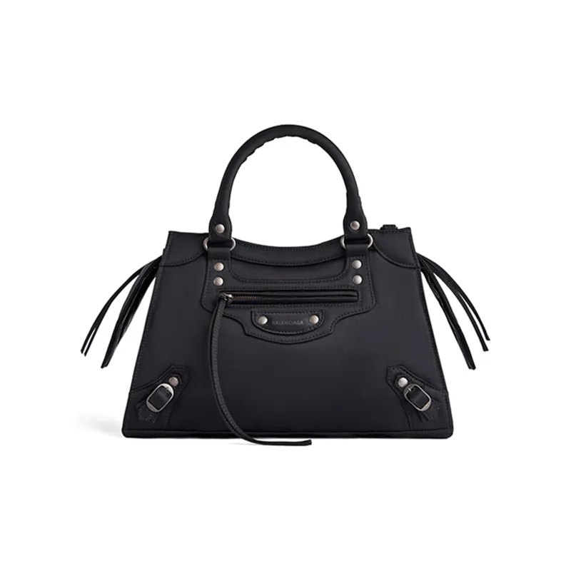 Balenciaga Neo Classic Fabric Shoulder Bag Crossbody Bag Handbag Small Size Women's Black-0