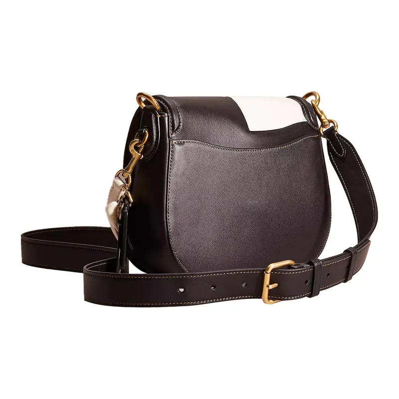 COACH Beat Glove Tanning Saddle Bag Crossbody Bag Shoulder Bag Women's Brass & Black-1