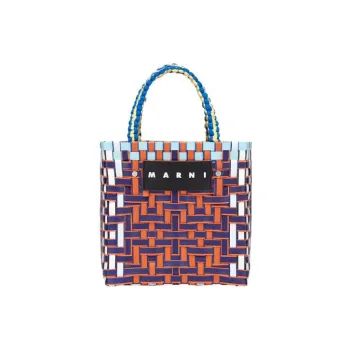 MARNI Basket Series Cow Leather Basket Bag Tote Bag Shopping Bag Handbag Small Size Women's Blue Red