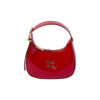 MIU MIU Leather Crescent Bag, Hobo Bag, Shoulder Bag, Crossbody Handbag Regular Women's Red