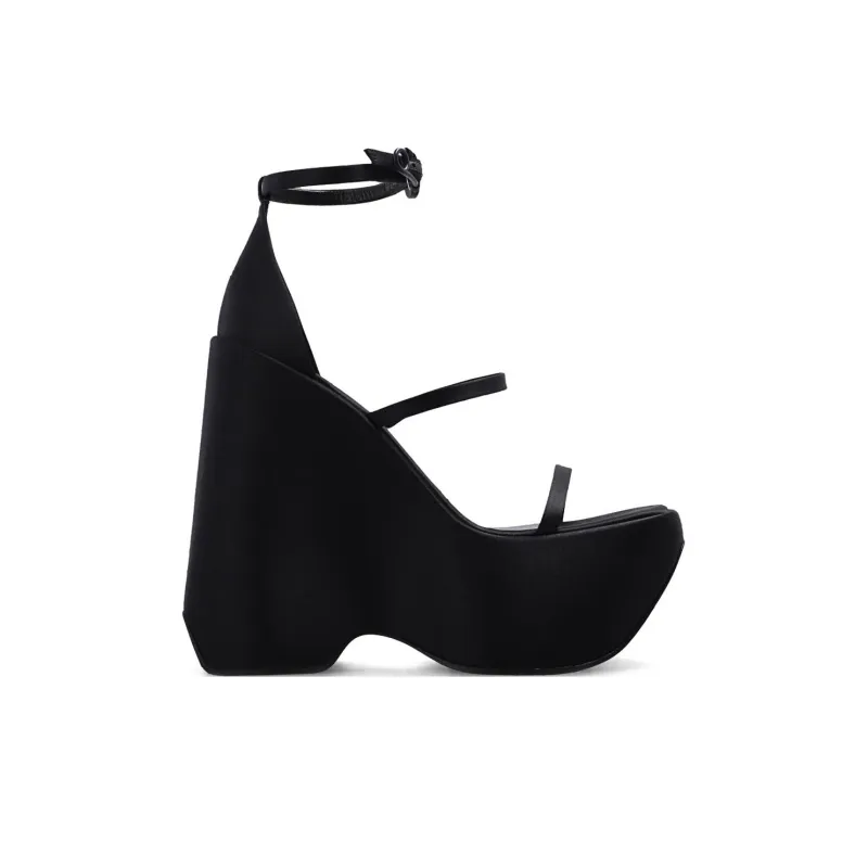 VERSACE 160mm Triplatform Sandals Black Satin Women's-1