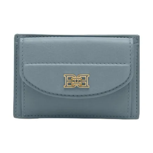 BALLY Cow Leather Coin Purses Card Holders Women's Blue