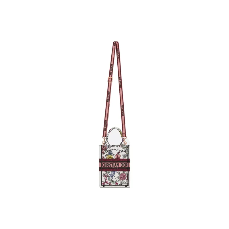 DIOR Embroidery Tote Bag Shopping Bag Cell Phone Pouch Shoulder Bag Crossbody Bag Handbag Mini Women's White-4