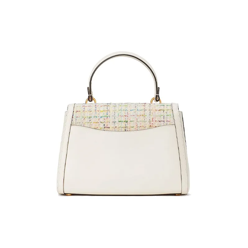 Kate Spade Katy Tweed With Leather Trim Shoulder Bag, Crossbody Bag, Handbag Medium Size Women's Cream Multicolor-2