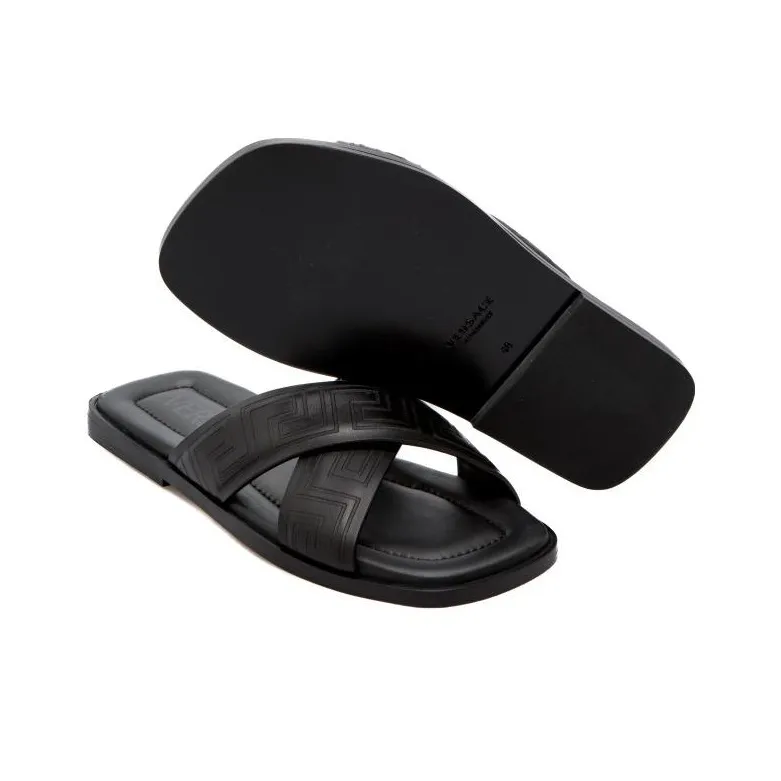 VERSACE Greca-pattern Open-toe Slides-4