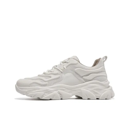 TRUMPPIPE Chunky Sneakers Men Low-Top White