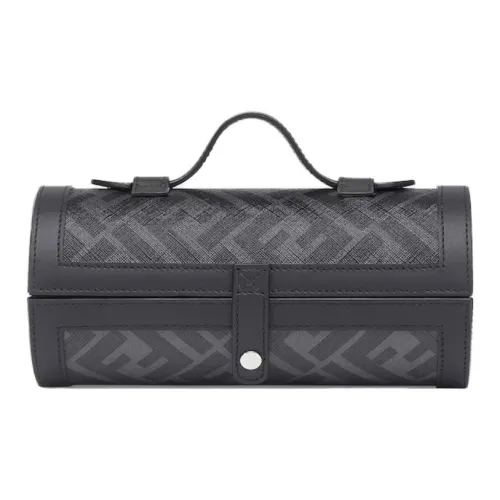 FENDI FF Fabric With Leather Decoration Shoe Care Kit Portable Storage Bag Men's Black