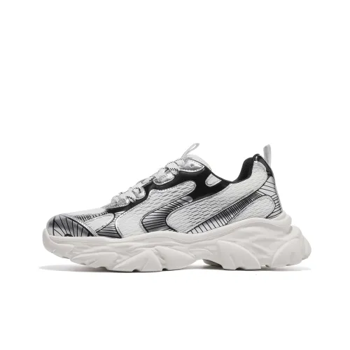 TRUMPPIPE Chunky Sneakers Men Low-Top White/Silver