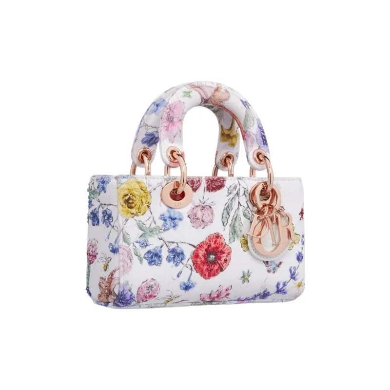 DIOR Lady D-JOY Embroidered Denim Shoulder Bag Crossbody Bag Handbag Extra Mini Women's Multicolor/White-1