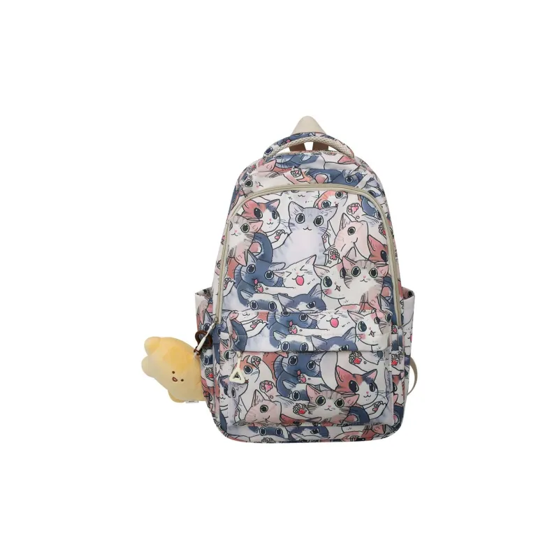 PINK·LAND Nylon Fabric Backpack Large Size Unisex White/Gray/Blue/Pink-1