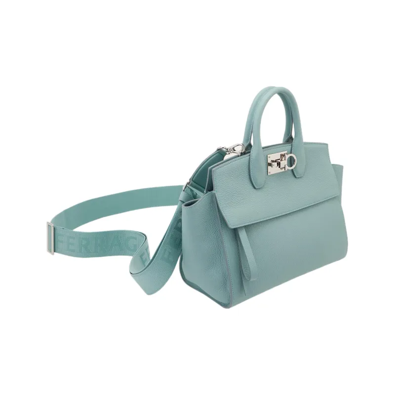 FERRAGAMO Studio Cow Leather Handbag Medium Size Women's Lake Blue-1