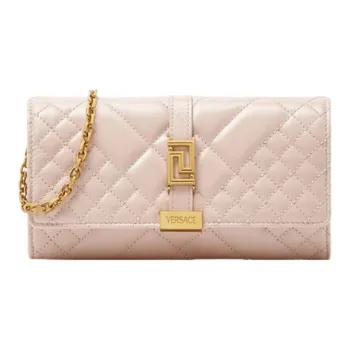 VERSACE Greca Goddess Cow Leather Clutch Bag Over The Shoulder Women's Light Pink Red