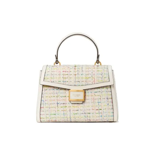 Kate Spade Katy Tweed With Leather Trim Shoulder Bag, Crossbody Bag, Handbag Medium Size Women's Cream Multicolor