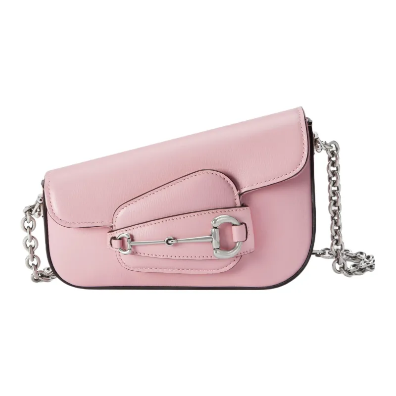 GUCCI Horsebit 1955 Leather Portable Crossbody Bag Shoulder Bag Women's Pink-0