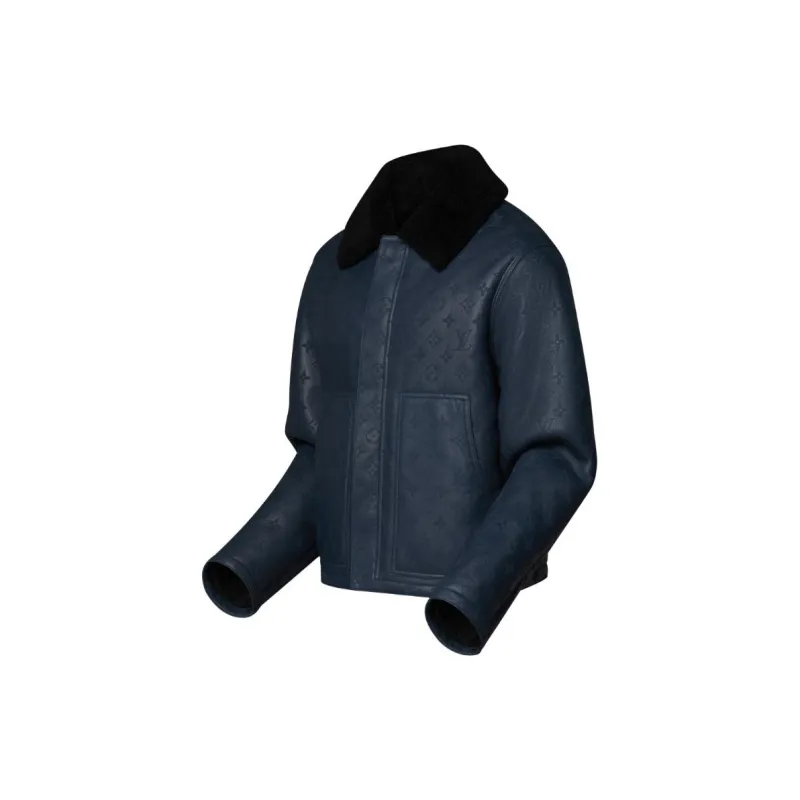 LOUIS VUITTON SS24 Leather Jacket Men's Blue-2