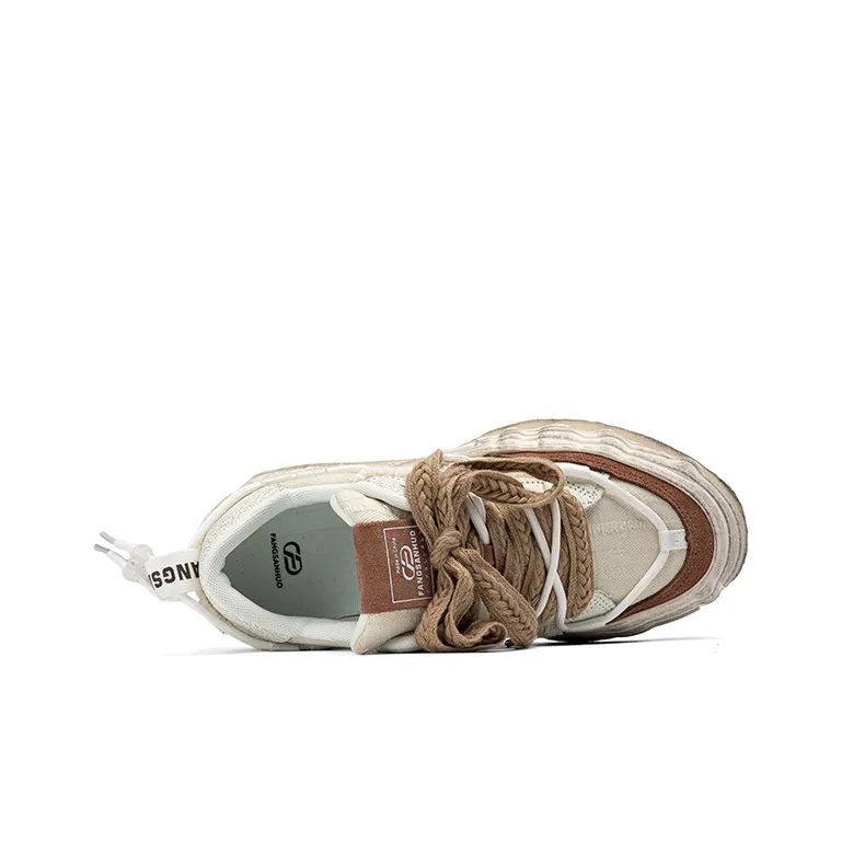 Fang Sanhuo Low Top Skateboard Shoes Unisex Brown White-5