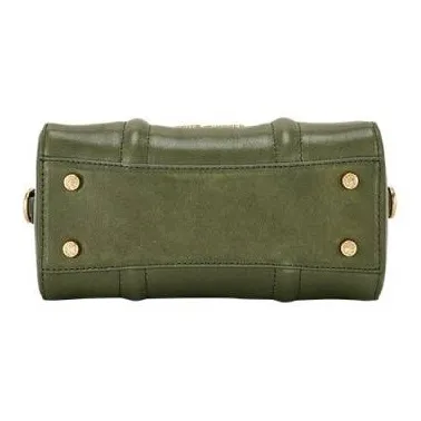 Hush Puppies Cow Leather Boston Bag One Shoulder Handbags Women's Red Brown/Green-10