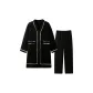 Black R22068 Women's Sleep Robe+Fleece Pants
