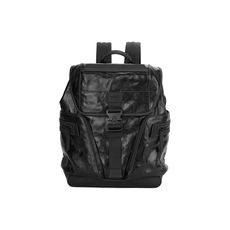 PIERRE CARDIN Top Grain Cow Leather Laptop Backpack Tubas Men's Black-2