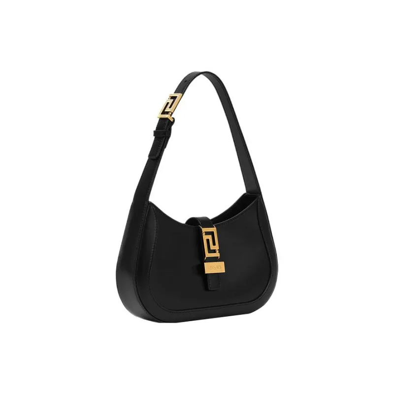 VERSACE Greca Goddess Cow Leather Handbag, Shoulder Bag Trumpets Women's Black-1