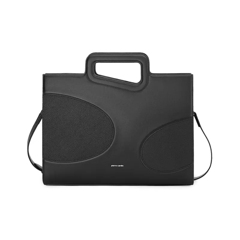 PIERRE CARDIN Top Grain Cow Leather Shoulder Bag, Crossbody Bag, Handbag, Briefcase Tubas Men's Black-3