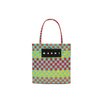MARNI Plastic Tote Bag, Shopping Bag, Basket Bag, Handbag Trumpets Women's Blue & Red & Yellow