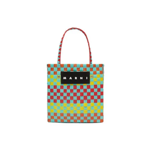 MARNI Plastic Tote Bag, Shopping Bag, Basket Bag, Handbag Trumpets Women's Blue & Red & Yellow