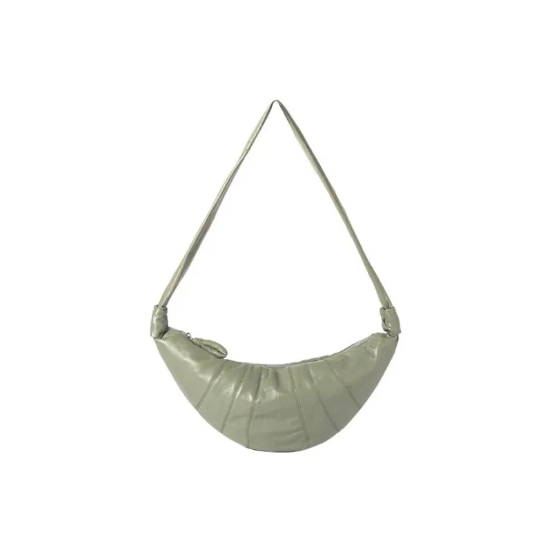Lemaire Croissant Series Sheepskin Goat Horn Bag Slogan Bag Handbag Shoulder Bag Medium Size Women's Fence Green-0