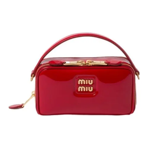 MIU MIU Patent Leather Handbag, Shoulder Bag, Crossbody Bag Women's Red
