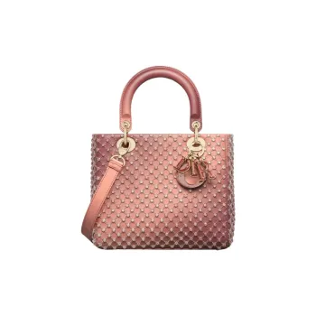DIOR Lady Dior Lambskin Dior Bag Shoulder Bag Crossbody Bag Handbag Medium Size Women's Pearl Color