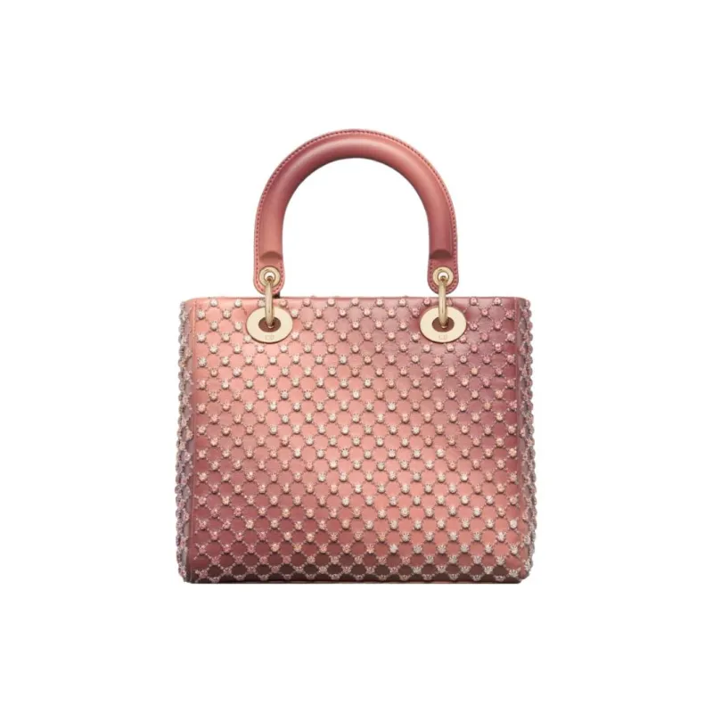 DIOR Lady Dior Lambskin Dior Bag Shoulder Bag Crossbody Bag Handbag Medium Size Women's Pearl Color-2