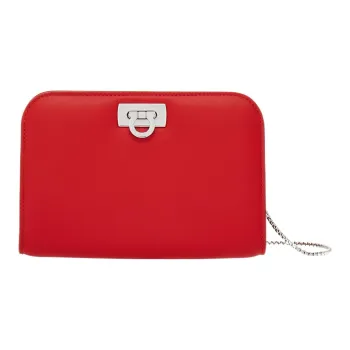 FERRAGAMO Calfskin Clutch Mini Women's Flame Red