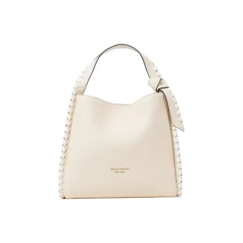 Kate Spade Knott Litchi Grain Leather Shoulder Bag Crossbody Bag Handbag Medium Size Women's Beige