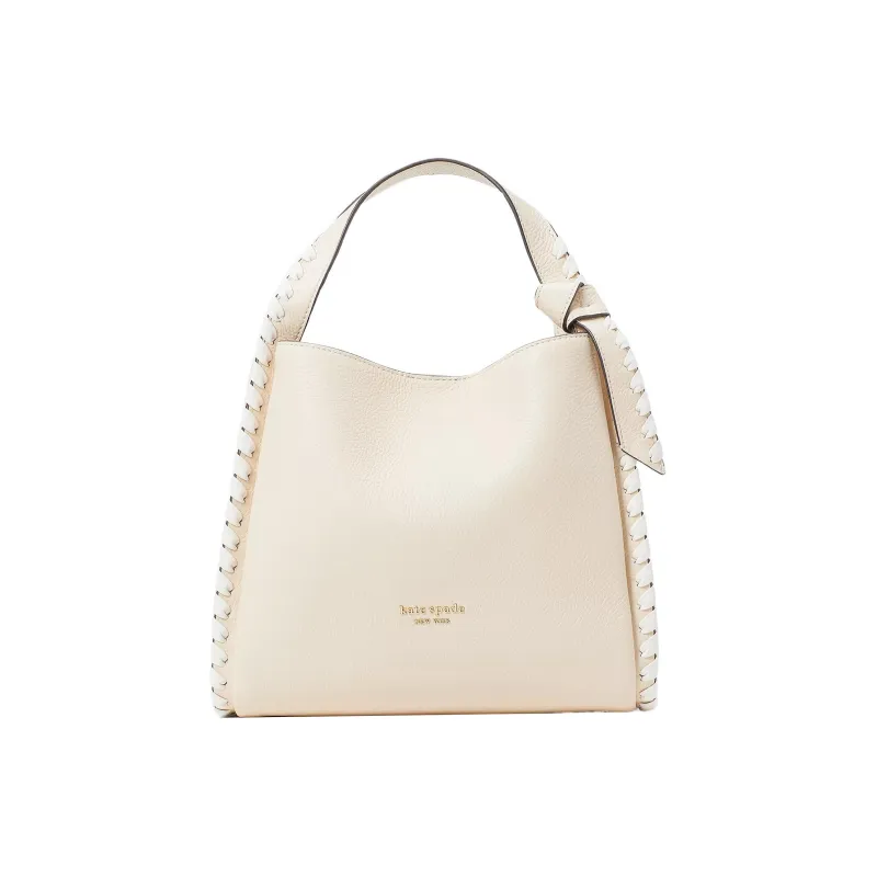 Kate Spade Knott Litchi Grain Leather Shoulder Bag Crossbody Bag Handbag Medium Size Women's Beige-0