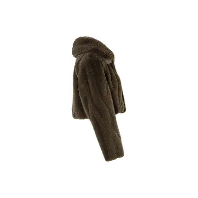 JYOSEI Velvet feel Coat Women's Brown Green-2