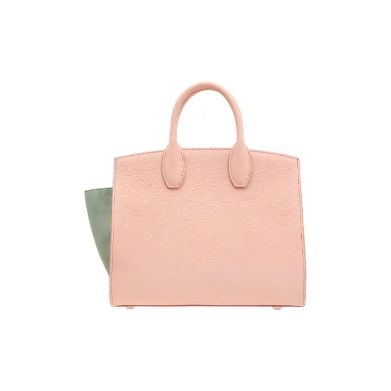 FERRAGAMO StudioGANCINI Studded Calfskin Patchwork Suede Handbag Small Size Women's Nylund Pink-4