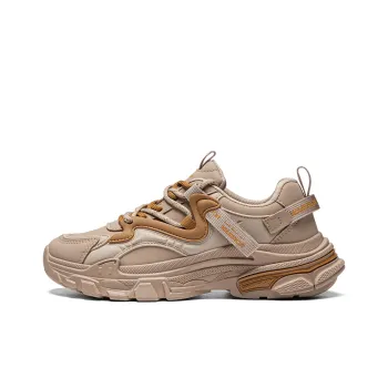 Warrior Anti Slip Wear Resistant Breathable Lightweight Low Top Chunky Sneakers Women's Khaki Brown Yellow