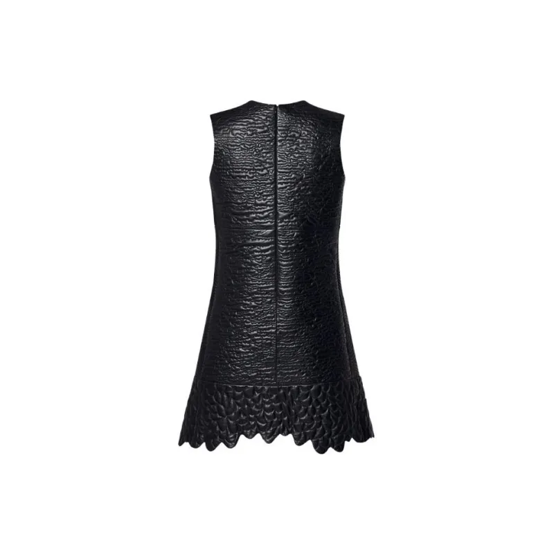 LOUIS VUITTON Leather Boutis Dress W/ See-through Yoke-1