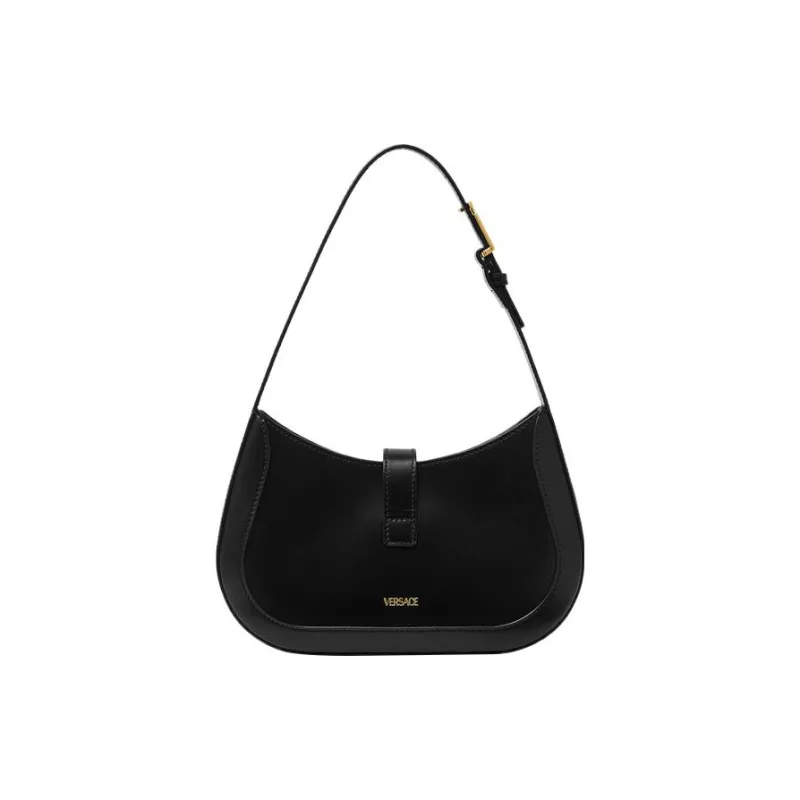 VERSACE Greca Goddess Cow Leather Handbag, Shoulder Bag Trumpets Women's Black-2