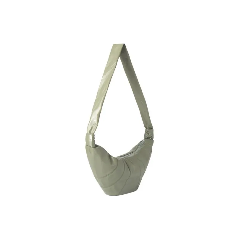 Lemaire Croissant Series Sheepskin Goat Horn Bag Slogan Bag Handbag Shoulder Bag Medium Size Women's Fence Green-1