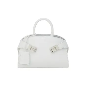 FERRAGAMO Calfskin Shoulder Bag, Crossbody Bag, Handbag Mini Women's Optical White