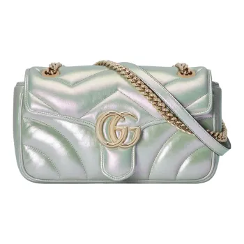 GUCCI GG Marmont Quilted Leather Crossbody Bag, Shoulder Bag Women's Rainbow Green
