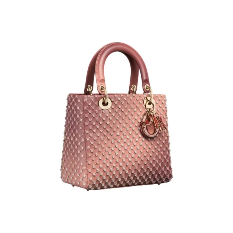 DIOR Lady Dior Lambskin Dior Bag Shoulder Bag Crossbody Bag Handbag Medium Size Women's Pearl Color-1