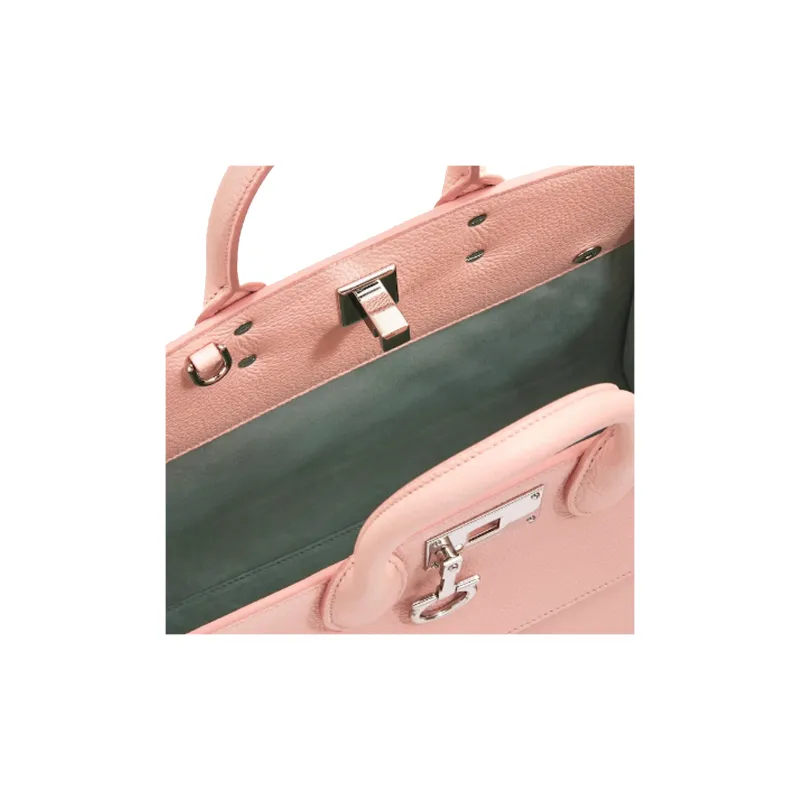 FERRAGAMO StudioGANCINI Studded Calfskin Patchwork Suede Handbag Small Size Women's Nylund Pink-5